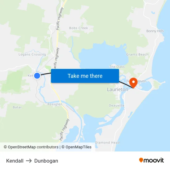 Kendall to Dunbogan map