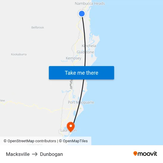 Macksville to Dunbogan map