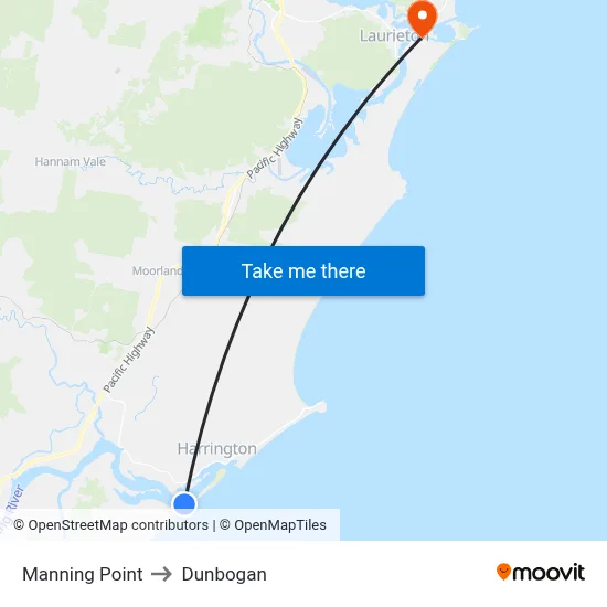 Manning Point to Dunbogan map