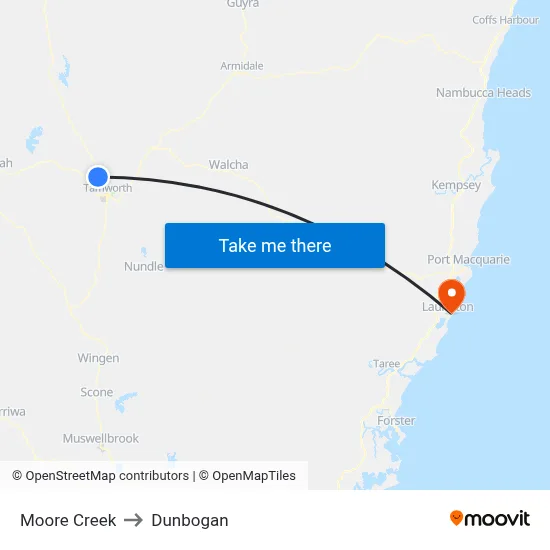 Moore Creek to Dunbogan map