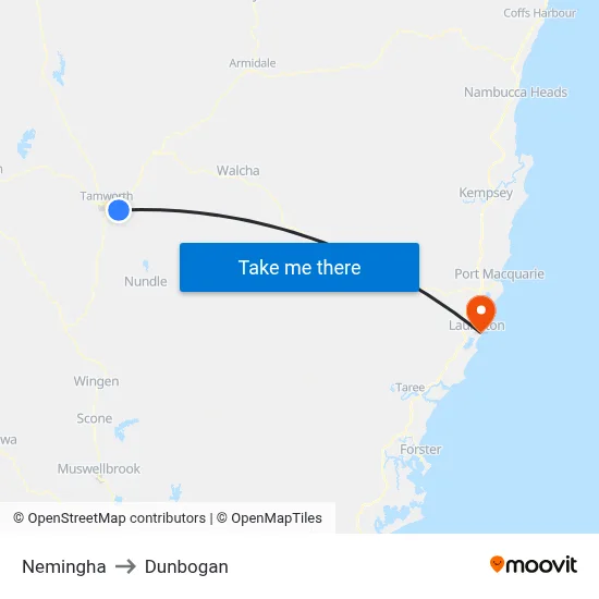 Nemingha to Dunbogan map
