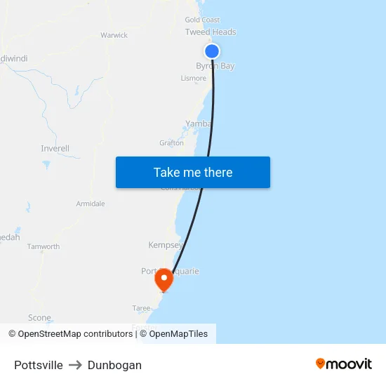 Pottsville to Dunbogan map