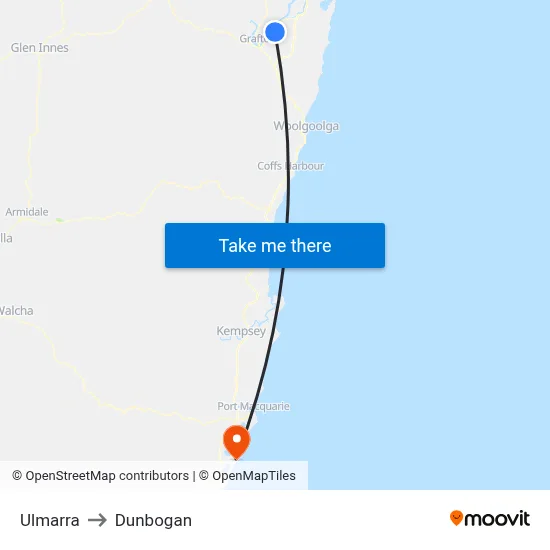 Ulmarra to Dunbogan map
