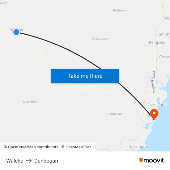 Walcha to Dunbogan map