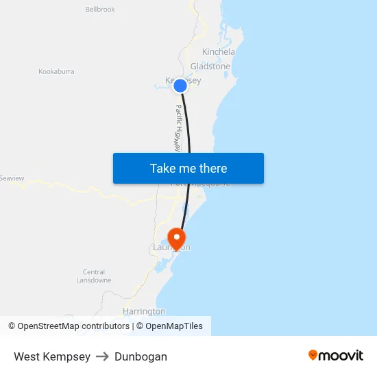 West Kempsey to Dunbogan map