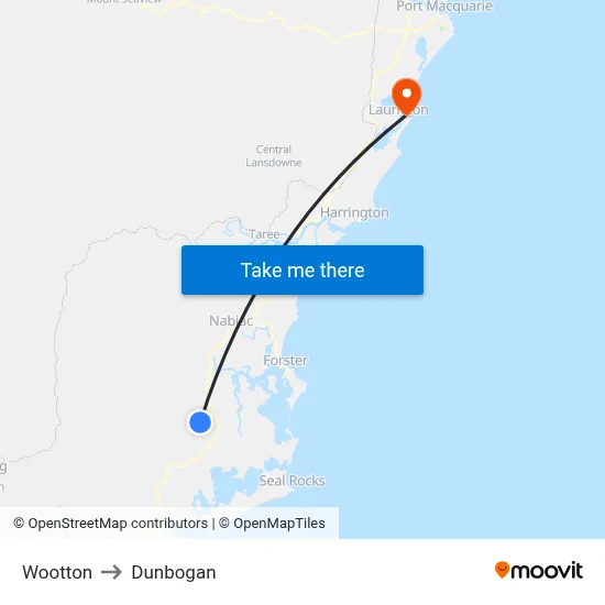 Wootton to Dunbogan map