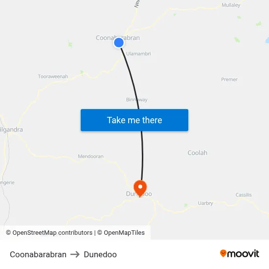 Coonabarabran to Dunedoo map