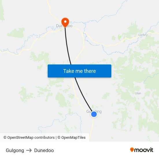 Gulgong to Dunedoo map