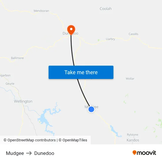 Mudgee to Dunedoo map