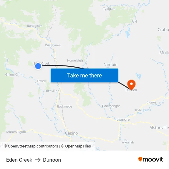 Eden Creek to Dunoon map