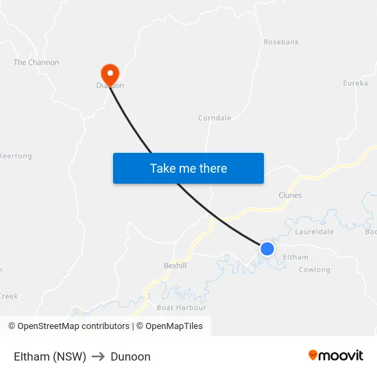 Eltham (NSW) to Dunoon map