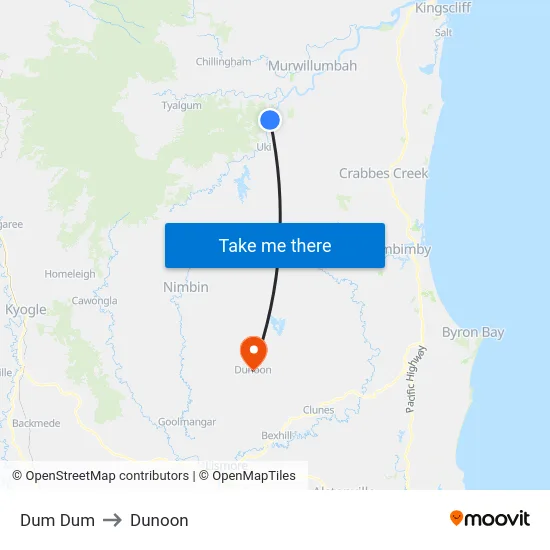 Dum Dum to Dunoon map