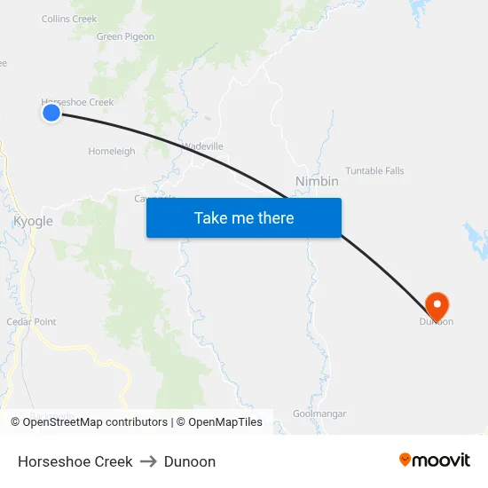 Horseshoe Creek to Dunoon map