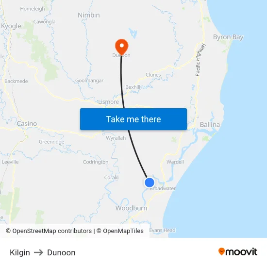 Kilgin to Dunoon map