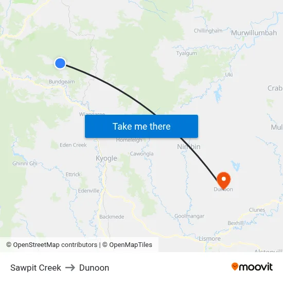 Sawpit Creek to Dunoon map