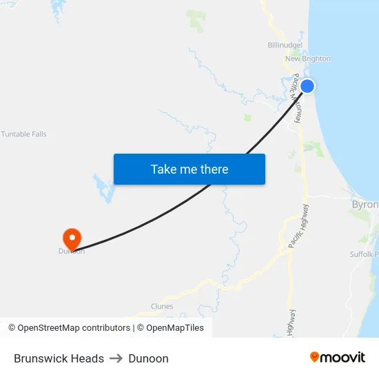 Brunswick Heads to Dunoon map