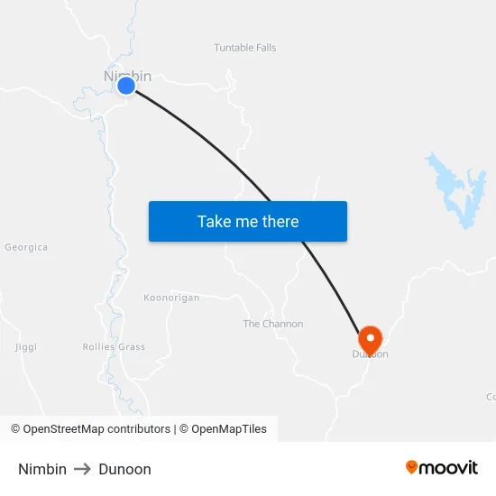 Nimbin to Dunoon map