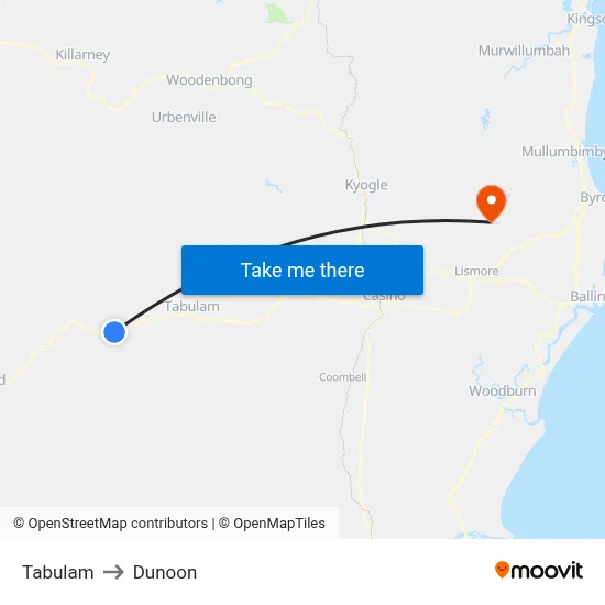 Tabulam to Dunoon map