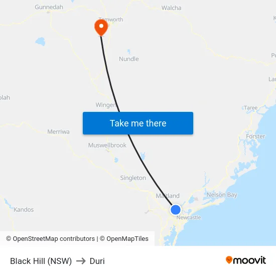 Black Hill (NSW) to Duri map