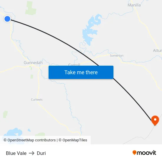 Blue Vale to Duri map