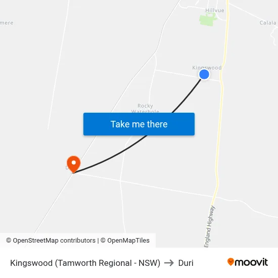 Kingswood (Tamworth Regional - NSW) to Duri map
