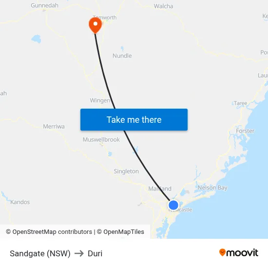 Sandgate (NSW) to Duri map