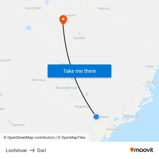Lochinvar to Duri map