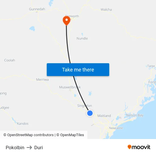 Pokolbin to Duri map