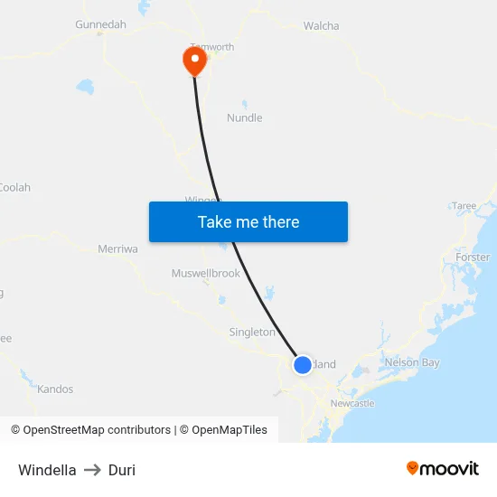 Windella to Duri map