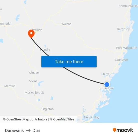 Darawank to Duri map