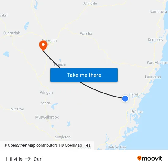 Hillville to Duri map