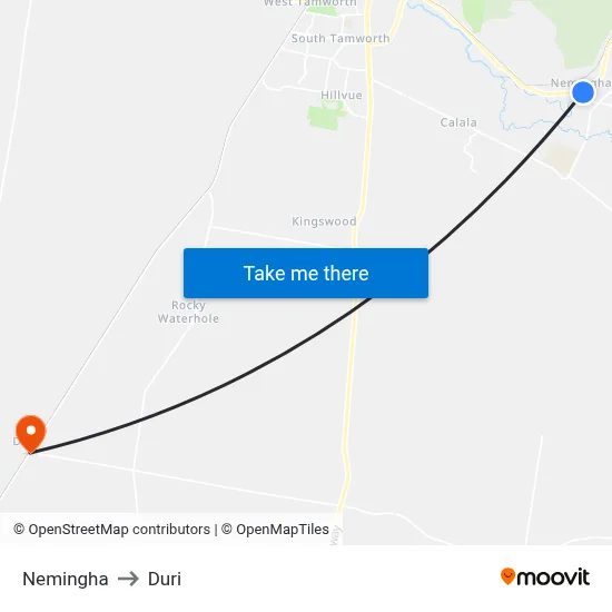 Nemingha to Duri map