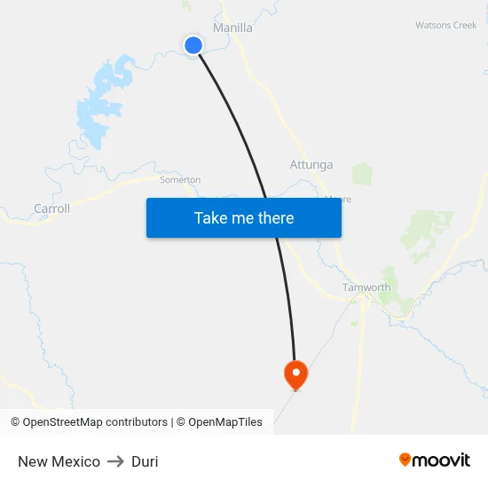 New Mexico to Duri map