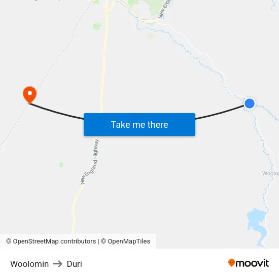 Woolomin to Duri map
