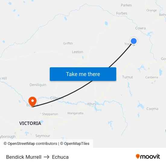 Bendick Murrell to Echuca map