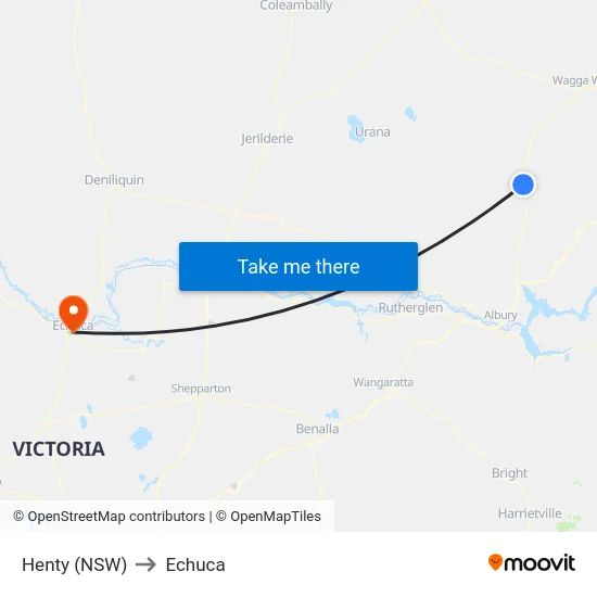 Henty (NSW) to Echuca map