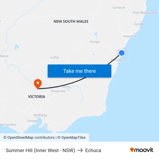 Summer Hill (Inner West - NSW) to Echuca map