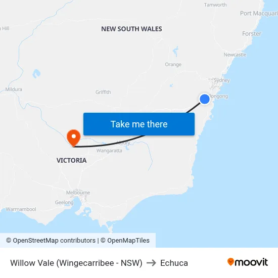 Willow Vale (Wingecarribee - NSW) to Echuca map