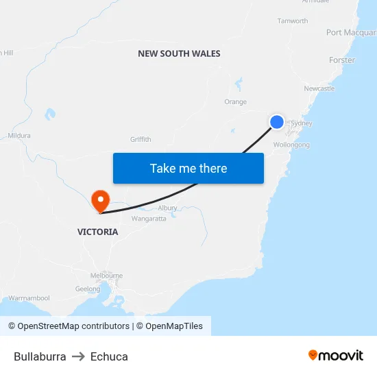 Bullaburra to Echuca map