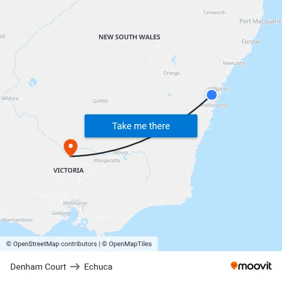 Denham Court to Echuca map