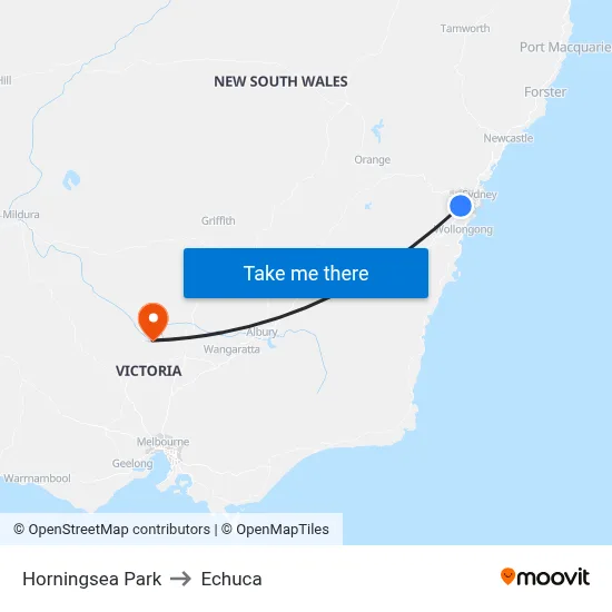 Horningsea Park to Echuca map