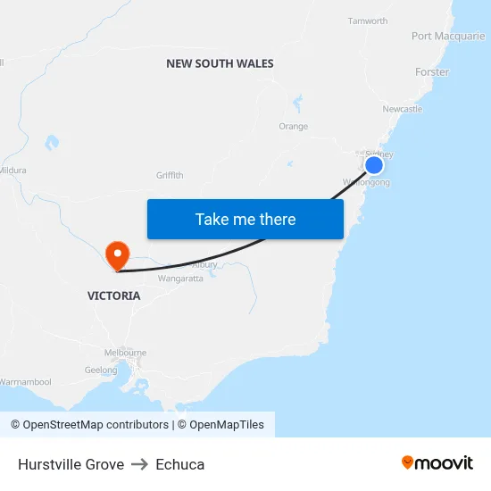 Hurstville Grove to Echuca map