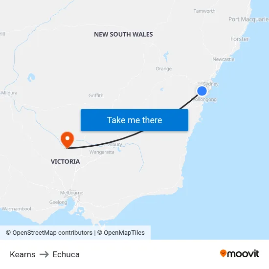 Kearns to Echuca map
