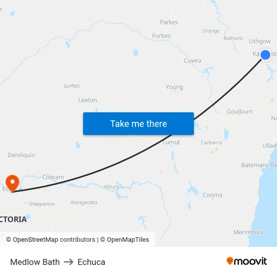 Medlow Bath to Echuca map
