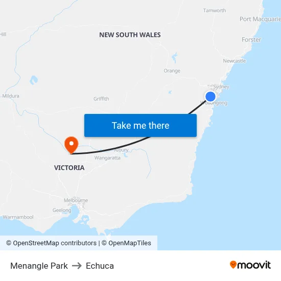 Menangle Park to Echuca map