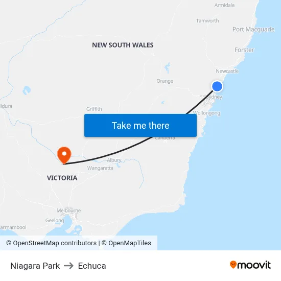 Niagara Park to Echuca map