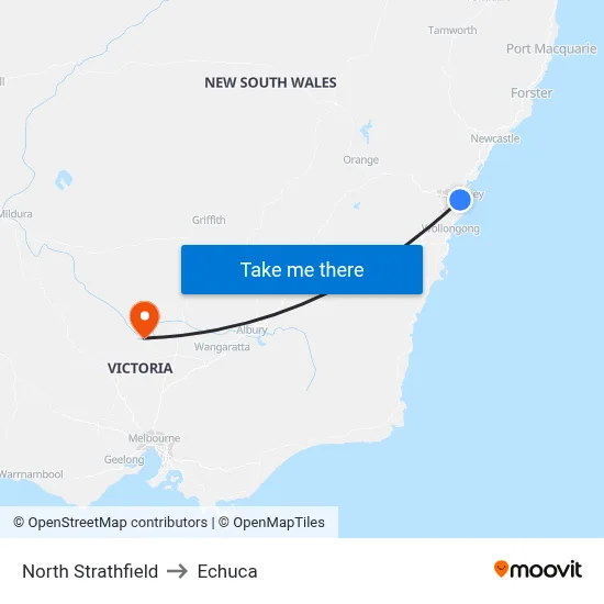 North Strathfield to Echuca map