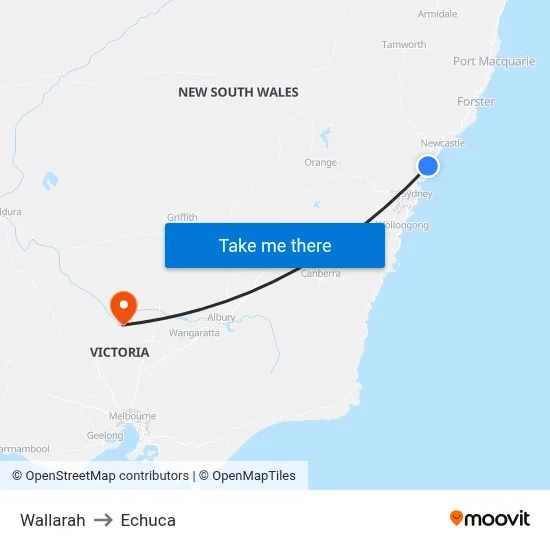 Wallarah to Echuca map