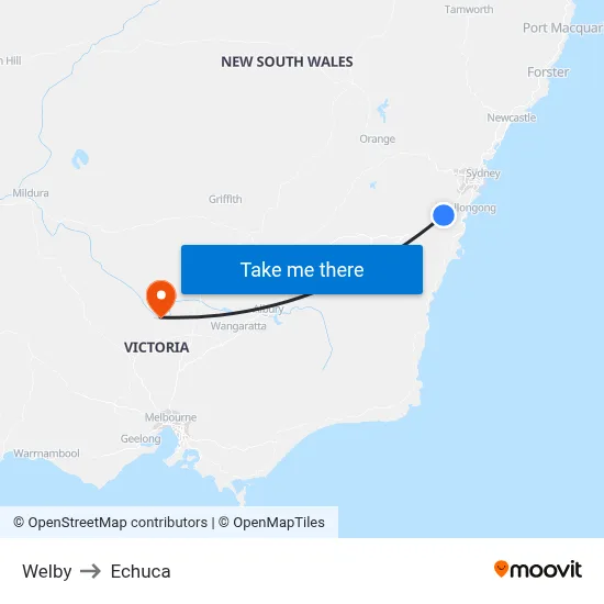 Welby to Echuca map