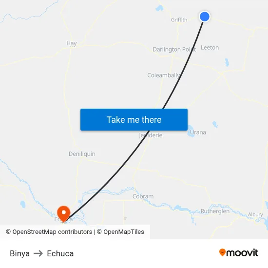 Binya to Echuca map